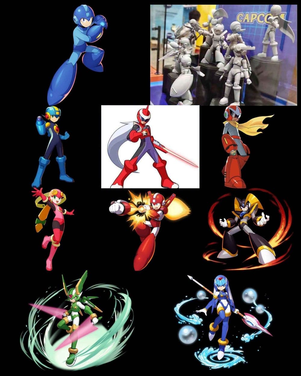 Kolase komunitas yang membandingkan prototipe Megaman GVS 01 dengan artwork resmi Capcom.
