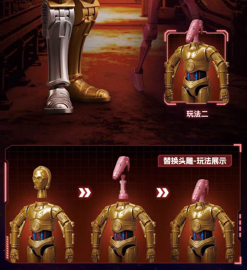 Gimmick tukar kepala B1 Battle Droid ke badan C-3PO