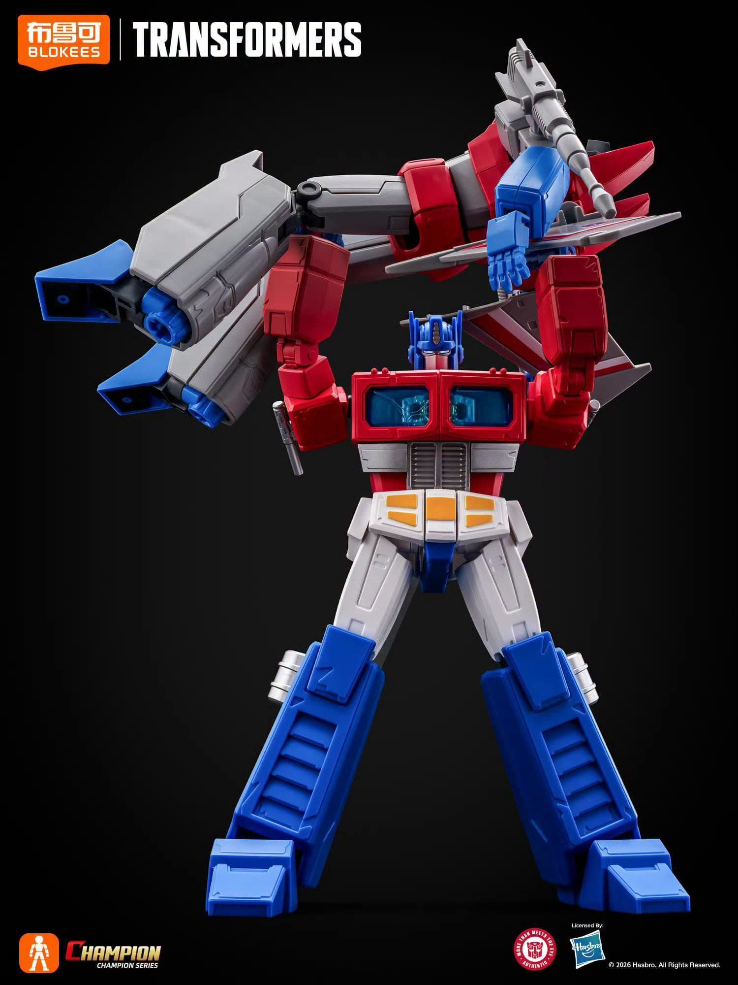 Blokees CC-29 Optimus Prime mengangkat CC-28 Starscream