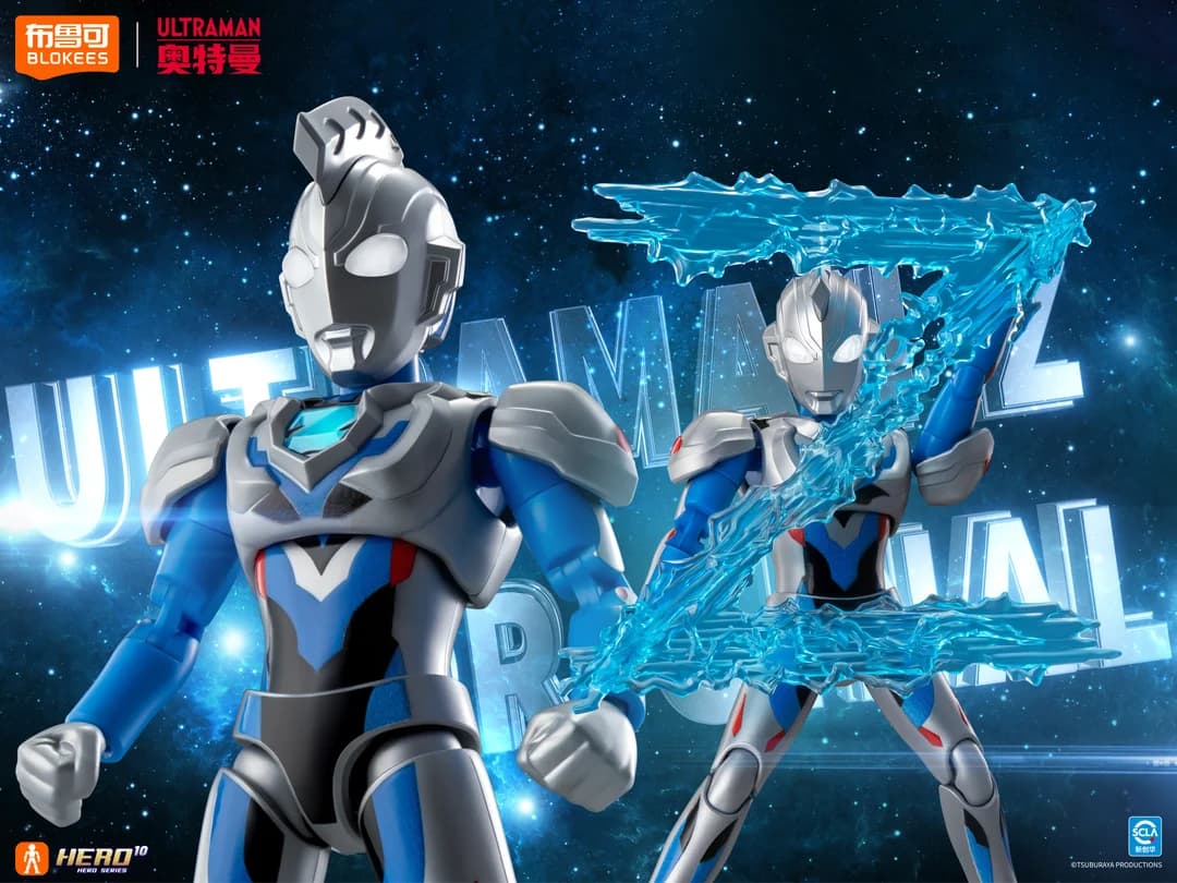 Ultraman Z Original dengan efek Z biru bening