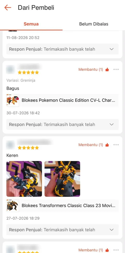 Screenshot ulasan pembeli ITGabut Toys di Shopee, bagian 3